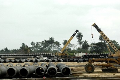 West African gas pipeline under construction in Nigeria.