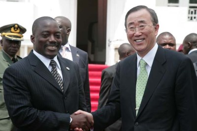 Ban Ki-moon et Joseph Kabila.