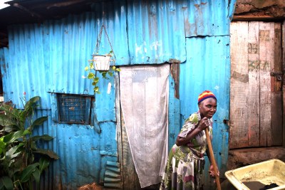 An elderly woman in a slum area. The elderly in Tanzania are reportedly marginalized.