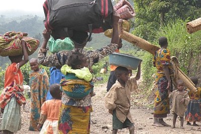 Des réfugiés congolais blessés et déplacés par les combats qui sévissent au Nord-Kivu, à l'Est de la RDC