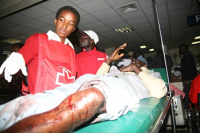 Blast Victim: An explosive device went off near a Kampala-bound bus in Nairobi.