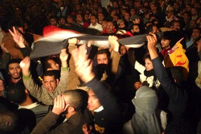 Protesters gather in Tahrir Square, Cairo.