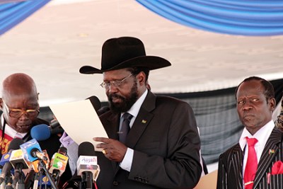 Le Président Salva Kiir lors de sa prestation de serment.