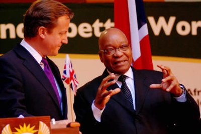 President Zuma receives UK Prime Minister Cameron on a working visit to South Africa