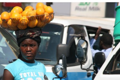 A vendor in the streets of Lusaka.