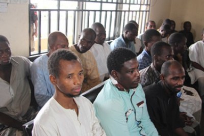 Nineteen suspected members of the Ahlan Sunnah Lid Da'waati wal Jihad Yaanaa brothers, also known as Boko Haram arraingned at the Chief Magistrate Court, Wuse Zone 2, Abuja.