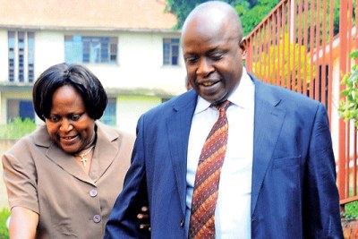Sarah Kulata and her lawyer at the Uganda Anti-Corruption Court in Kampala.