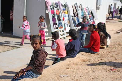 Children at the site for people displaced from the town of Tawergha during the 2011 Libyan civil war.
