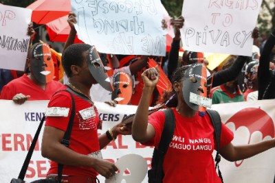 Sex workers demonstrate on the streets of Nairobi demanding their rights.