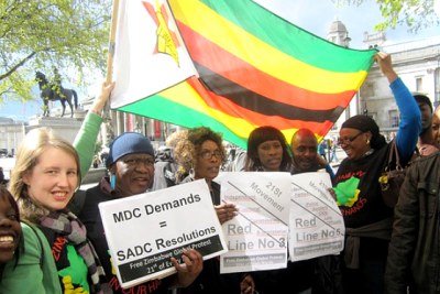 Zimbabwe Vigil protestors in London.