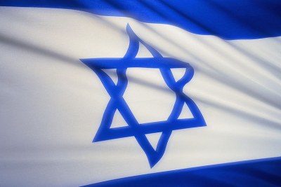 The flag of Israel.
