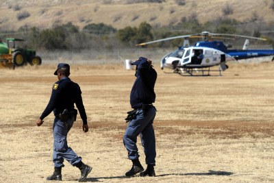 Police at Lonmin's troubled Marikana mine in the North West, Tuesday, 14 August 2012