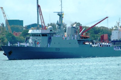 The KNS Jasiri naval ship after it was received by Defence Minister Yusuf Hajji in Mombasa.