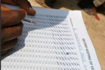 A polling agent's tally chart, Accra.