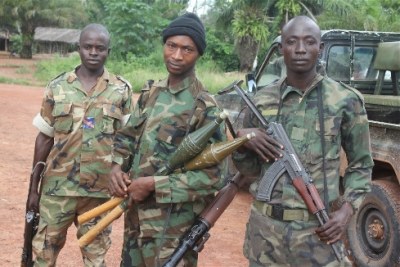 Ivorian soldiers on patrol.