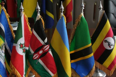 Flags belonging to the EAC member states.