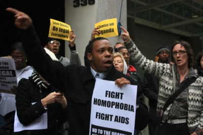 Activists protesting Uganda anti-gay bill (file photo)