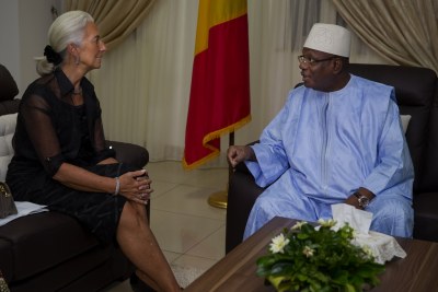 Christine Lagarde, Directrice générale du FMI avec le Président  malien Ibrahim Boubacar Keita .