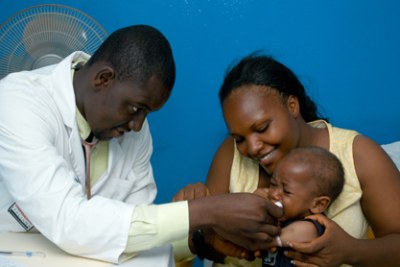A child receives care at the JFK Hospital in Monrovia (file photo).