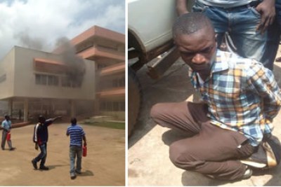 Man arrested for setting the health ministry ablaze.
