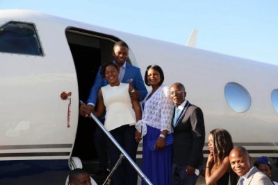 Prophet Shepherd Bushiri prepares to enter his private jet (file photo).