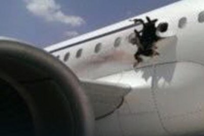 A hole caused by suspected bomb blast to the  A-321 jetliner