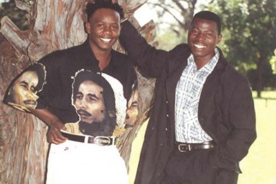 Somandla Ndebele (left) and Tongai ‘Dhewa’ Moyo in Kwekwe in 2001.