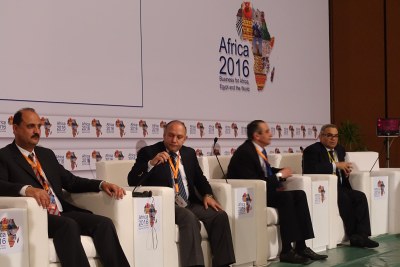 Egyptian officials brief journalists at a conference in Sharm el-Sheikh, Egypt. (file photo)