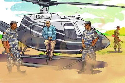 Jailed FDC leader Dr Kizza Besigye was taken to Moroto by a police chopper.