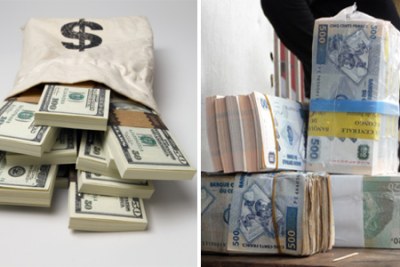 Des liasses de dollars américains et du Franc congolais