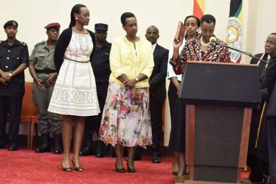 First Lady Janet Museveni sworn in as the minister of education and sports.