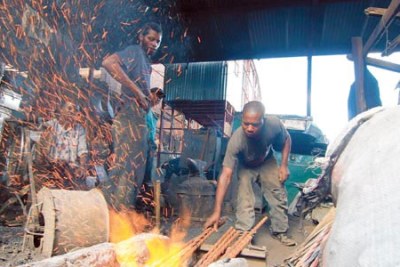 Jua Kali artisans at work in Gikomba Market, Nairobi (file photo)
