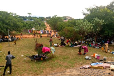 Displaced people take refuge at the World Food Programme compound in Juba (file photo).