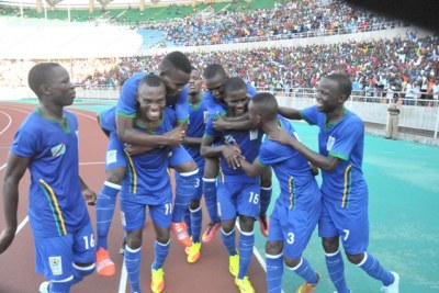 Tanzania's Serengeti Boys celebrate their second goal against the Red Devils of Congo Brazzaville.