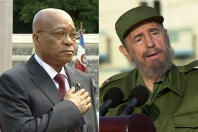 Left: President Jacob Zuma. Right: Former Cuban leader Fidel Castro.
