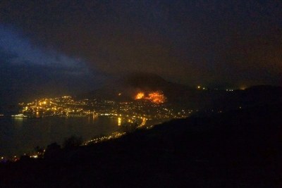 A wildfire blazes near Simon's Town in the Western Cape.