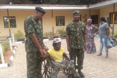 Uraku, is disabled was brutalised in Onitsha, Anambra State for being camouflage shorts.