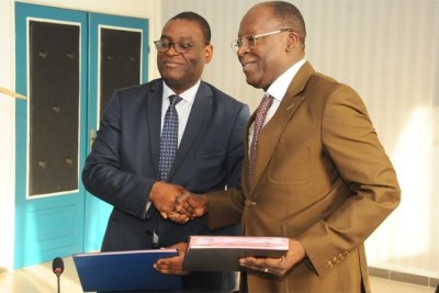 M. Litse avec M. Abdoulaye Bio Tchané, Gouverneur de la BAD pour le Bénin
