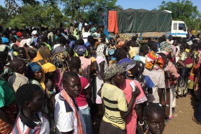 Large numbers. Some of the South Sudan refugees at Bidibidi Settlement Camp in Uganda's Yumbe District recently.