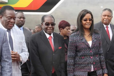 President Robert Mugabe, First Lady Grace Mugabe, Vice Presidents Phelekezela Mphoko and Emmerson Mnangagwa (file photo).
