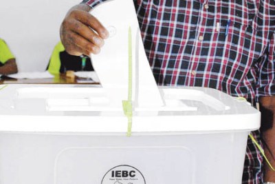 A Kenyan man casts his ballot in a past election.