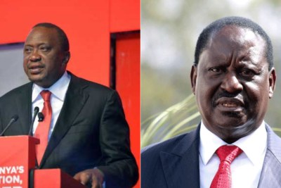 President Uhuru Kenya (left), National Super Alliance leader Raila Odinga,