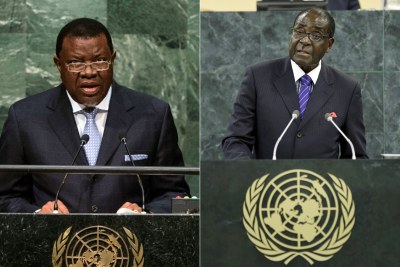 Namibian President Hage Geingob and Zimbabwean President Robert Mugabe.
