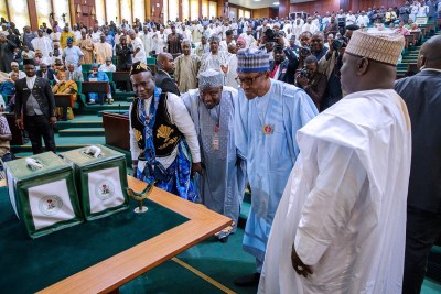 President Muhammadu Buhari presents national budget (file photo).