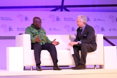 President of Ghana Nana Akufo-Addo speaks with Bloomberg's Matthew Winkler at the third Africa Business Media Innovators summit in Accra.