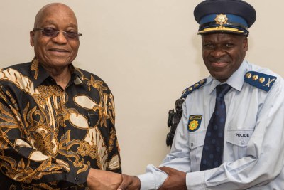 President Jacob Zuma and Lieutenant General Kehla Sitole