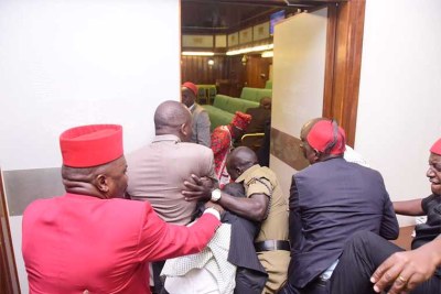 One of the plain-clothed soldiers found camping in Parliament.