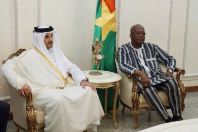 Son Altesse Cheikh Tamim Bin Hamad Al-Thani Emir du Qatar, et le président Burkinabé Roch M.C. Kabore