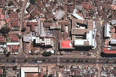 Aerial view of “Maekelawi” compound, the main federal police investigation center, in Central Addis Ababa, on February 18, 2013.