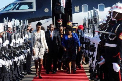 President Cyril Ramaphosa arrives in Botswana.